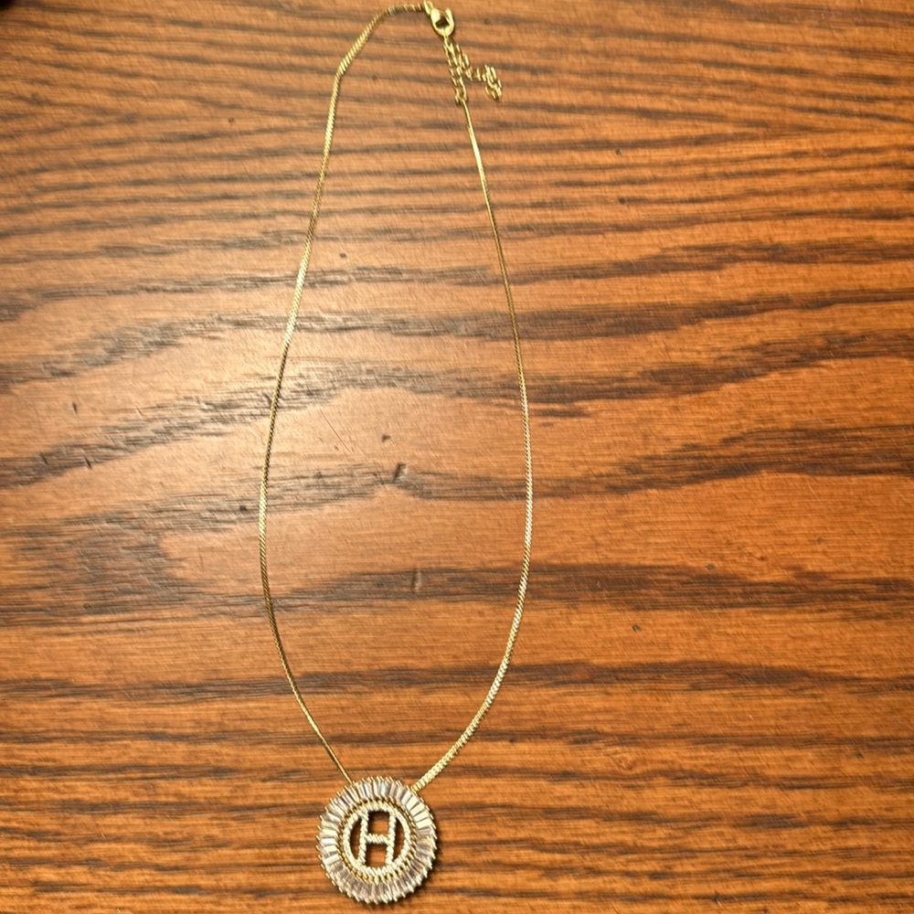 Gold tone H initial necklace